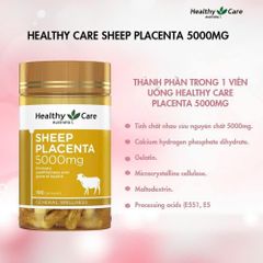 Viên uống nhau thai cừu 5000mg Healthy Care – Làm đẹp da, tái tạo và cung cấp collagen tự nhiên, 100 viên cho làn da trẻ trung và rạng rỡ