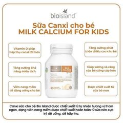 Canxi cho bé Milk Calcium BioIsland 90 viên, chắc xương, phát triển chiều cao