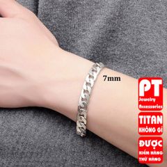 Lắc Tay Nam Titan Cao Cấp 7mm - Thiết Kế Nam Tính, Không Rỉ, An Toàn Cho Da - Phụ Kiện Thời Trang Sang Trọng