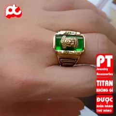 Nhẫn nam inox cao cấp thời trang titan thép không gỉ sư tử 1973 trangsucpt đá xanh lá PTNNA216 400292