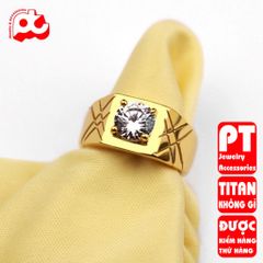 Nhẫn nam titan thép không gỉ inox cao cấp thời trang sọc xéo đính xoàn PTNNA237 400358