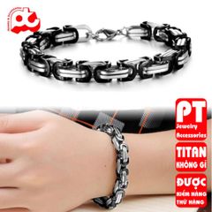 Lắc tay cao cấp titan nam sang trọng inox thép không gỉ ziczac vuông trangsucpt 7mm PTLTNA84 400396