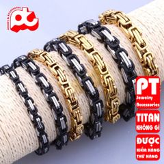 Lắc tay cao cấp titan nam sang trọng inox thép không gỉ ziczac vuông trangsucpt 7mm PTLTNA84 400396