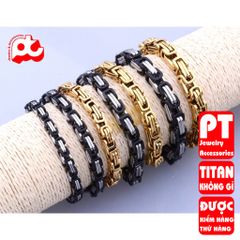 Lắc tay cao cấp titan nam sang trọng inox thép không gỉ ziczac vuông trangsucpt 7mm PTLTNA84 400396