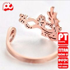 Nhẫn titan nữ freesize mặt nạ cách điệu cao cấp thép không gỉ titanium trangsucpt PTNNUT49 400488