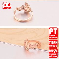 Nhẫn titan nữ freesize mặt nạ cách điệu cao cấp thép không gỉ titanium trangsucpt PTNNUT49 400488
