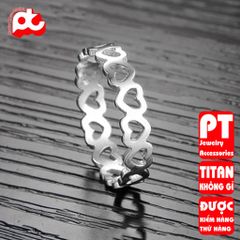 Nhẫn titan nữ trái tim rỗng cách điệu cao cấp thép không gỉ titanium trangsucpt 400493