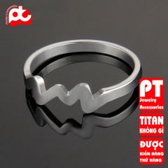 Nhẫn titan nữ nhịp tim cách điệu cao cấp thép không gỉ titanium trangsucpt 400525