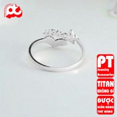 Nhẫn titan nữ freesize chữ Love cách điệu tim cao cấp thép không gỉ titanium trangsucpt 400526