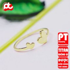 Nhẫn titan nữ freesize trái tim đặc cách điệu thép không gỉ titanium PT Jewelry & Accessories 400527
