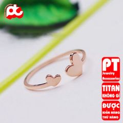 Nhẫn titan nữ freesize trái tim đặc cách điệu thép không gỉ titanium PT Jewelry & Accessories 400527