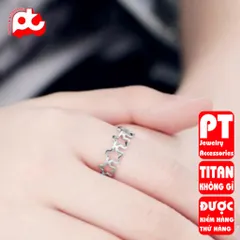 Nhẫn titan nữ ngôi sao 5 cánh cách điệu cao cấp thép không gỉ titanium trangsucpt 400534