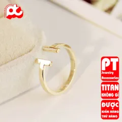 Nhẫn titan nữ freesize T đặc cách điệu cao cấp thép không gỉ titanium trangsucpt 400536