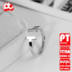 Nhẫn titan nữ freesize T đặc cách điệu cao cấp thép không gỉ titanium trangsucpt 400536