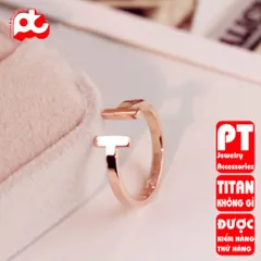 Nhẫn titan nữ freesize T đặc cách điệu cao cấp thép không gỉ titanium trangsucpt 400536