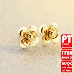 Bông tai titan hoa trà cao cấp thời trang trangsucpt 400540
