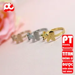 Nhẫn titan nữ freesize bướm cách điệu cao cấp thép không gỉ titanium PT Jewelry & Accessories 400545