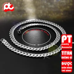 Dây chuyền inox thép không gỉ nam cao cấp lặc khít chạm 2 bên trangsucpt 9mm PTDCNA57 400555