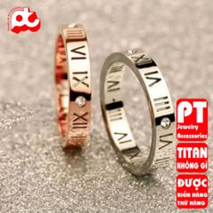 Nhẫn titan nữ số la mã cách điệu cao cấp thép không gỉ titanium trangsucpt 400563