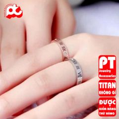 Nhẫn titan nữ số la mã cách điệu cao cấp thép không gỉ titanium trangsucpt 400563