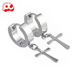Bông tai nam inox thời trang titan khoen tròn tòn ten phụ kiện hình thánh giá trangsucpt PTBTNA152 400571