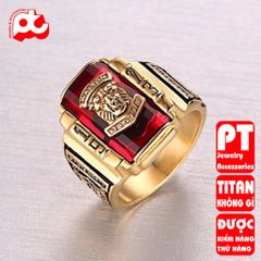 Nhẫn nam cao cấp thời trang inox titan thép không gỉ sư tử 1973 trangsucpt đá đỏ màu PTNNA218 400574