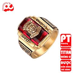 Nhẫn nam cao cấp thời trang inox titan thép không gỉ sư tử 1973 trangsucpt đá đỏ màu PTNNA218 400574