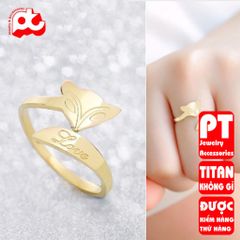 Nhẫn titan nữ freesize cáo love cách điệu cao cấp thép không gỉ titanium trangsucpt 400577