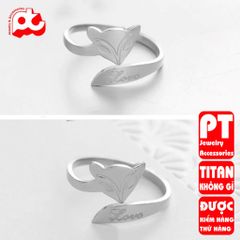 Nhẫn titan nữ freesize cáo love cách điệu cao cấp thép không gỉ titanium trangsucpt 400577