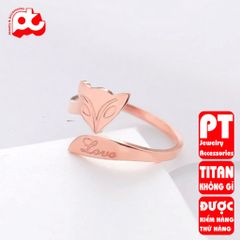 Nhẫn titan nữ freesize cáo love cách điệu cao cấp thép không gỉ titanium trangsucpt 400577
