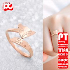 Nhẫn titan nữ freesize cáo love cách điệu cao cấp thép không gỉ titanium trangsucpt 400577