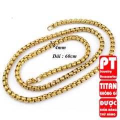 Dây chuyền nam titan cao cấp thép không gỉ bông dừa khít trangsucpt 4mm PTDCNA49 400579