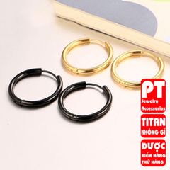 Bông tai titan nam 1 CHIẾC thời trang cao cấp inox thép không gỉ khoen tròn trangsucpt màu PTBTNA156 400580