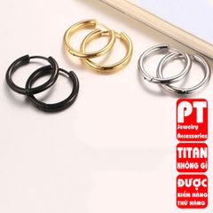 Bông tai titan nam 1 CHIẾC thời trang cao cấp inox thép không gỉ khoen tròn trangsucpt màu PTBTNA156 400580