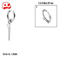 Bông tai nam inox cao cấp thép 1 chiếc kpop ngôi sao phụ kiện bấm lỗ tai trangsucpt PTBTNA11 400581
