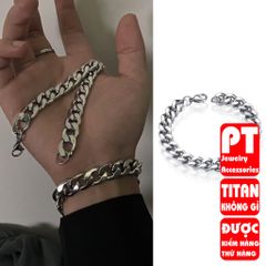 Vòng tay dây xích phong cách Punk Hip Hop 7mm thời trang Hàn Quốc cho nam 400611