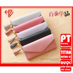 [ CỰC ĐẸP] BÓP VÍ DÀI NỮ CẦM TAY VD137 KHÓA BẤM KẾT HỢP TUA PHỤ KIỆN XINH XẮN 400622