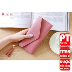 [ CỰC ĐẸP] BÓP VÍ DÀI NỮ CẦM TAY VD137 KHÓA BẤM KẾT HỢP TUA PHỤ KIỆN XINH XẮN 400622