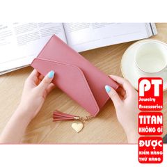 [ CỰC ĐẸP] BÓP VÍ DÀI NỮ CẦM TAY VD137 KHÓA BẤM KẾT HỢP TUA PHỤ KIỆN XINH XẮN 400622