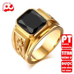 Nhẫn nam titan cao cấp thời trang chạm rồng 2 bên trangsucpt đá đỏ nhẫn màu thép không gỉ PTNNA255 400625