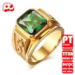 Nhẫn nam titan cao cấp thời trang chạm rồng 2 bên trangsucpt đá đỏ nhẫn màu thép không gỉ PTNNA255 400625