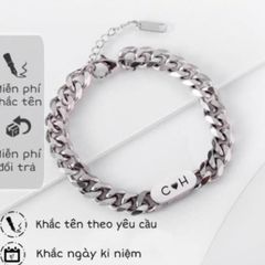 Lắc tay nam nữ Khắc Tên theo yêu cầu, Vòng tay đôi lắc ngắn Shop làm quà tặng, couple unisex 400633