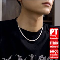 Dây chuyền nam titan cao cấp thép không gỉ dây mì dẹp trangsucpt 3mm PTDCNA43 400640