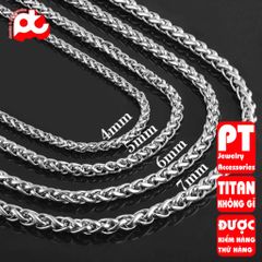 Dây chuyền titan nam cao cấp inox thép không gỉ bông dừa trangsucpt 7mm trắng PTDCNA170 400641