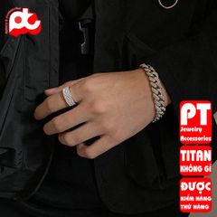 Nhẫn Nam Nữ Cao Cấp Titan Đính Đá Lấp Lánh Thời Trang Thép Không Gỉ trangsucpt PTNNA29 3T 400644