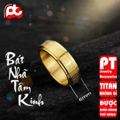 Nhẫn nam cao cấp thời trang inox bát nhã tâm kinh titan không gỉ trangsucpt bảng 6mm PTNNA08 400655