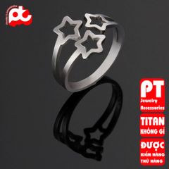Nhẫn titan nữ freesize ngôi sao rỗng cách điệu thép không gỉ titanium PT Jewelry & Accessories 400680