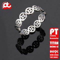 Nhẫn titan nữ đồng tiền cổ cách điệu cao cấp thép không gỉ titanium trangsucpt 400689