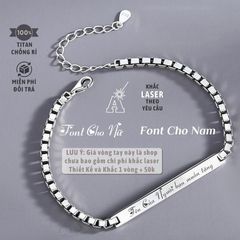 Vòng tay đôi nam nữ Khắc Tên theo yêu cầu, lắc tay quà tặng tình yêu không gỉ couple unisex Titan 400710