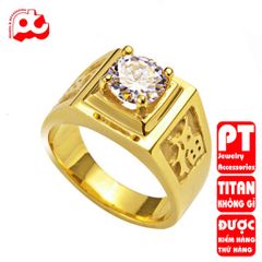 Nhẫn nam inox cao cấp thời trang titan thép không gỉ trangsucpt chữ phước đính xoàn PTNNA235 400713